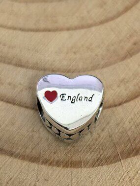 Pandora Love England Heart Bead Charm, S925 Silver Jewelry